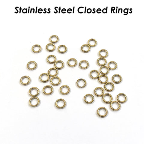 100 x Closed Jump Rings Stainless Steel Jump Rings Gold Silver, Seamless Round Jump Rings for Jewelry Making