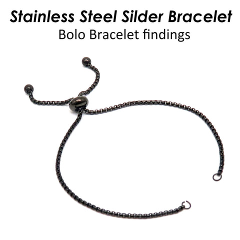 Silder Bracelet Blanks, Sliding Adjustable Bracelet, Stainless Steel Box Chain Bracelet with Slider Clasp, Bolo Bracelet for Jewelry Making