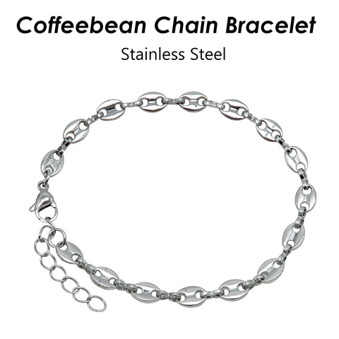 Coffeebean Chain Bracelet, Stainless Steel Bracelets for Men Women, Charm Bracelet ,Minimalist Bracelet Gold Silver, Coffee Bean Bracelet