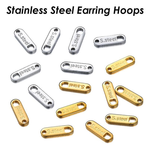 50 x Stainless Steel Extension Chain Tag End Charms, Stainless Steel Charm Tag with Text S.Steel for Extender Chain, Chain Connector Charms