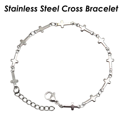 Cross Chain Bracelet, Stainless Steel Bracelets for Men Women, Minimalist Bracelet Gold Silver, Cross Bracelet Gift for Him, Gift for Her