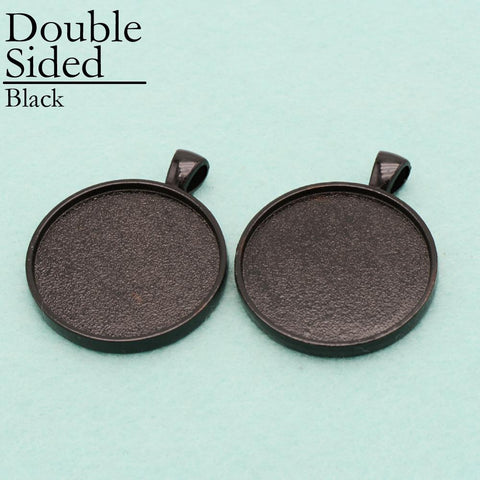 10 Pieces 30mm Double Sided Pendant Tray, Two Sides Pendant Bezel Blanks, Cabochon Base Setting