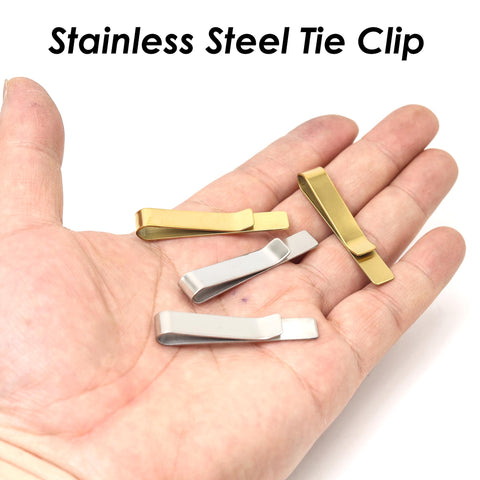 Stainless steel Tie Clip Blanks, Tie Clip Gold Silver, Blank Tie Bar, Stamping Blanks, Tile Clip for Personalize Making