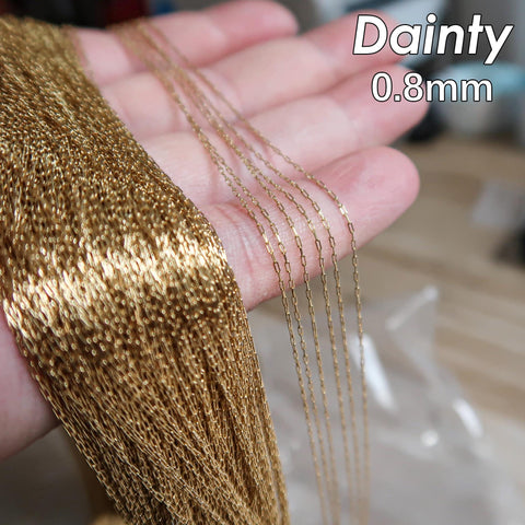 30 Feet 0.8mm Dainty Chain Stainless Steel, Beading Chain Gold Silver, Fine Chain Bulk, Very Thin Paperclip Chain for Jewelry Making