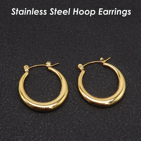 Stainless Steel Earring Hoops Gold Silver, Chunky Hoop Earrings for Women, Gold Hoop Earring Gift for Her, Jewelry Craft Supplies