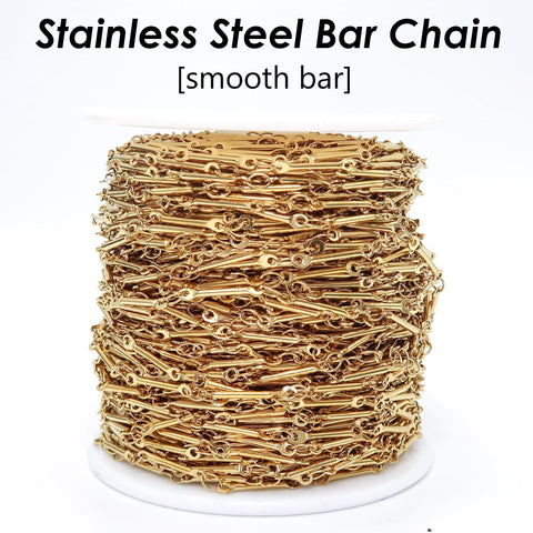 Stainless Steel Chain Bulk, Dainty Bar Chain Gold Silver, Bar Link Chain, Delicate Chain for Jewelry Making