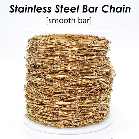Dainty Bar Chain Stainless Steel Chain Bulk by Foot Lenght Roll, Bar Link Chain Gold Silver, Delicate Chain for Jewelry Making