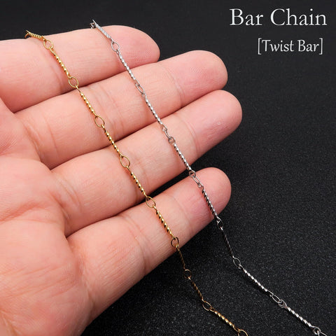 Stainless Steel Chain Bulk, Dainty Bar Chain Gold Silver, Bar Link Chain, Delicate Chain for Jewelry Making