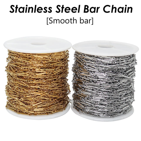 Dainty Bar Chain Stainless Steel Chain Bulk by Foot Lenght Roll, Bar Link Chain Gold Silver, Delicate Chain for Jewelry Making