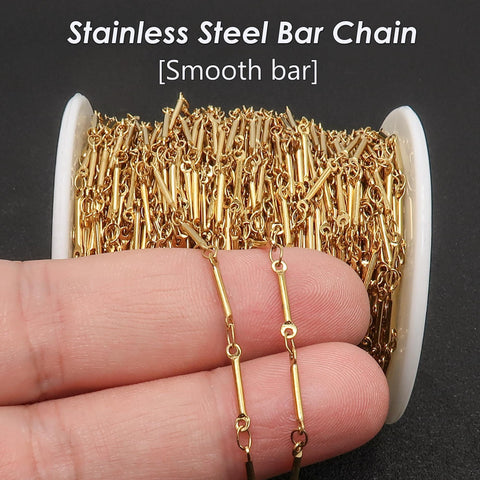 Stainless Steel Chain Bulk, Dainty Bar Chain Gold Silver, Bar Link Chain, Delicate Chain for Jewelry Making