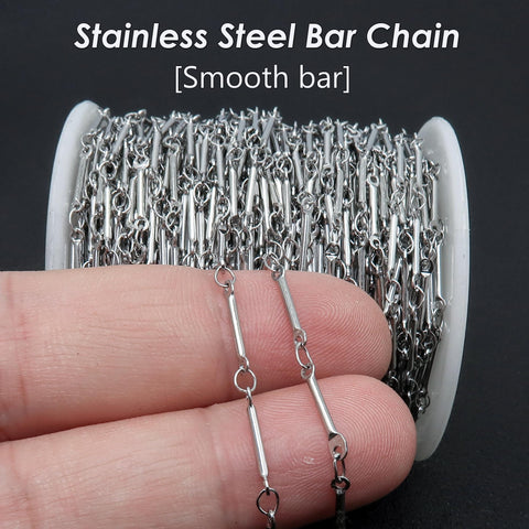 Dainty Bar Chain Stainless Steel Chain Bulk by Foot Lenght Roll, Bar Link Chain Gold Silver, Delicate Chain for Jewelry Making