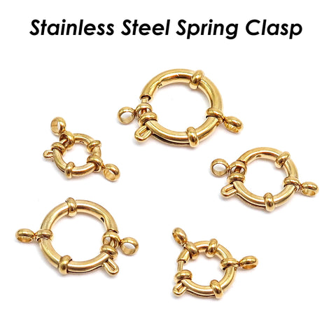 Sailor Clasp Stainless Steel Spring Clasp Closure, Big Ring Clasp Gold Silver, Spring Ring Clasps for Jewelry Making