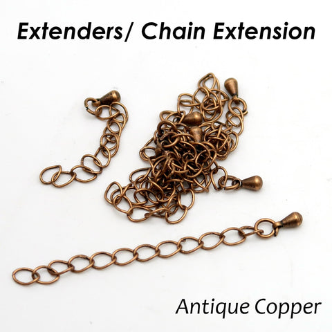 50 x Extender Chain for Jewelry Making, Extension Chain for Necklace Bracelet, Silver Bronze Copper Chain Extender, 2 Inch Chain Extension