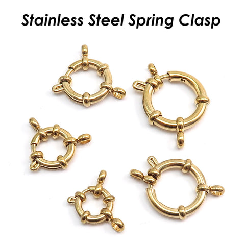 Sailor Clasp Stainless Steel Spring Clasp Closure, Big Ring Clasp Gold Silver, Spring Ring Clasps for Jewelry Making