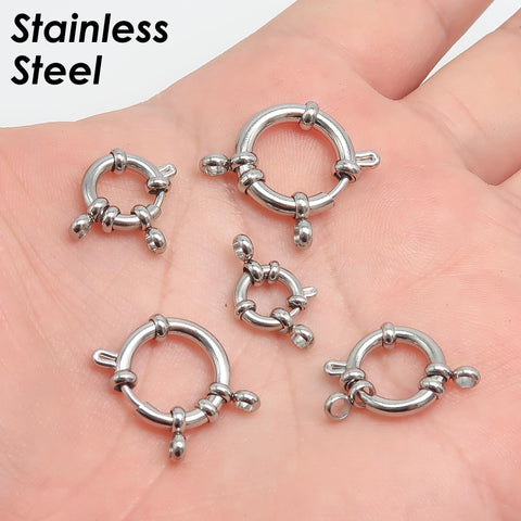 Sailor Clasp Stainless Steel Spring Clasp Closure, Big Ring Clasp Gold Silver, Spring Ring Clasps for Jewelry Making