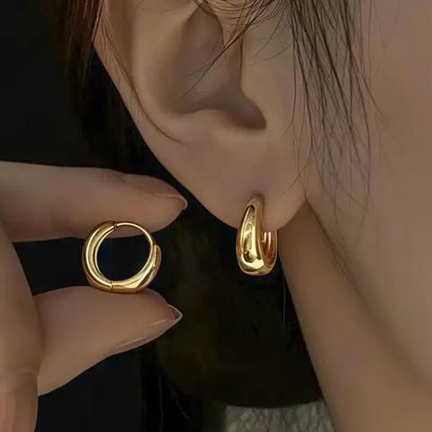 Stainless Steel Earring Hoops Gold Silver, Small Chunky Hoop Earrings for Women, Gold Hoop Earring, Gift for Her, Jewelry Craft Supplies
