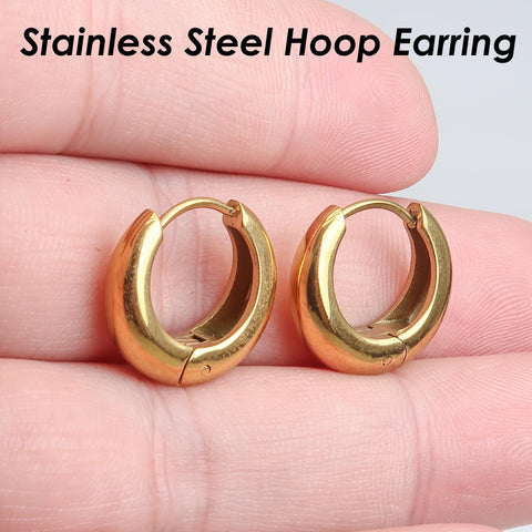Stainless Steel Earring Hoops Gold Silver, Small Chunky Hoop Earrings for Women, Gold Hoop Earring, Gift for Her, Jewelry Craft Supplies
