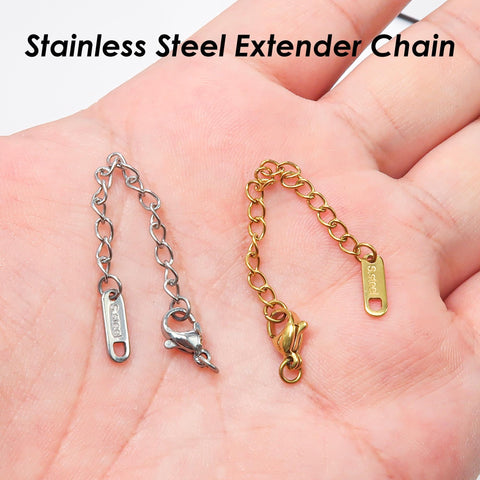 Stainless Steel Chain Extender with Lobster Claps, Extension Chain Gold Silver, 2 Inch Extender Chain for Jewelry Making