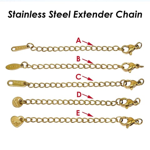 Stainless Steel Chain Extender with Lobster Claps, Extension Chain Gold Silver, 2 Inch Extender Chain for Jewelry Making