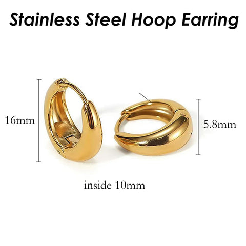 Stainless Steel Earring Hoops Gold Silver, Small Chunky Hoop Earrings for Women, Gold Hoop Earring, Gift for Her, Jewelry Craft Supplies
