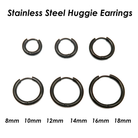 Huggie Hoop Earring Hooks Stainless Steel, Hinged Earring Hoops Gold Silver Black Hypoallergenic Hook Earring Supplies for Jewelry Making