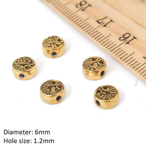 6mm Tree of Life Charm Beads Stainless Steel Spacer Beads for Jewelry Making