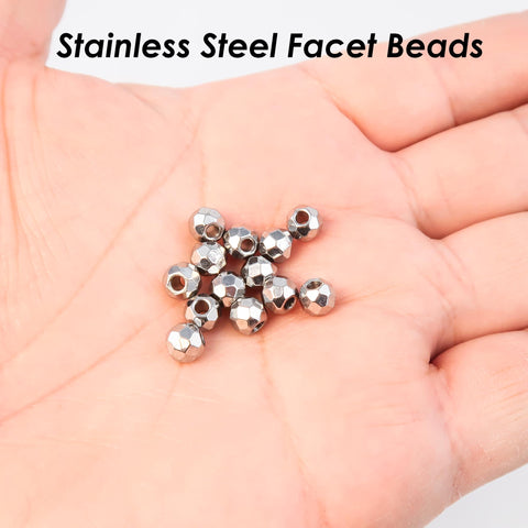 20 x Faceted Beads Stainless Steel Spacer Beads Gold Silver Sparkle Beads Jewelry Making