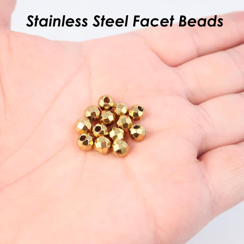 20 x Faceted Beads Stainless Steel Spacer Beads Gold Silver Sparkle Beads Jewelry Making