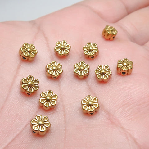 6mm Flower Beads Stainless Steel Spacer Beads Gold Silver, Jewelry Making Beads