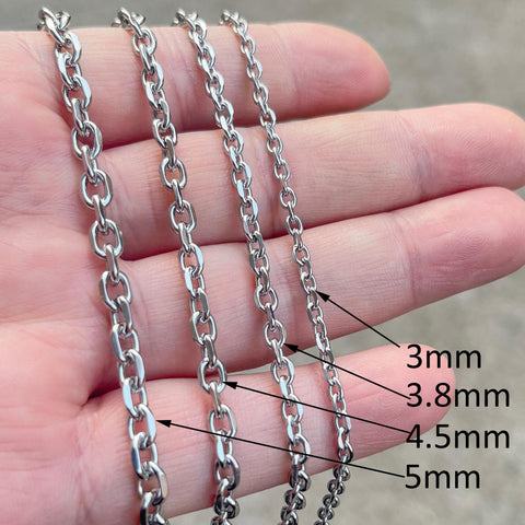 10 Feet Diamond Cut Cable Chain Gold Silver, Bulk Stainless Steel Chain Jewelry Making