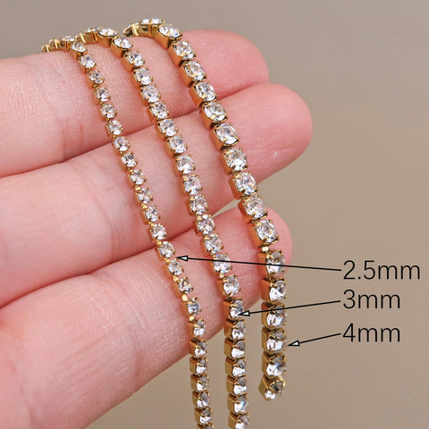 Crystal Rhinestone Chain 2.5/3/4mm Stainless Steel Cup Chain, Sparkling Jewelry Making