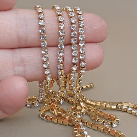 Crystal Rhinestone Chain 2.5/3/4mm Stainless Steel Cup Chain, Sparkling Jewelry Making