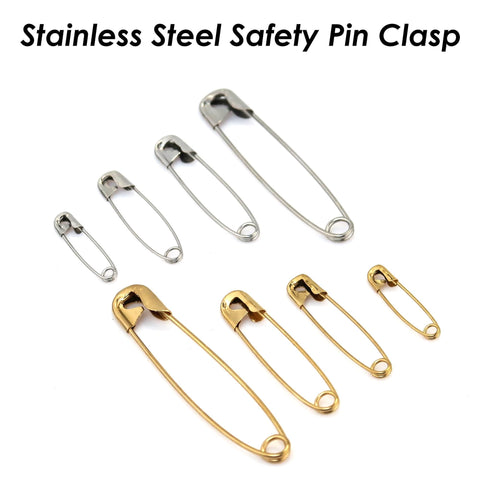 Stainless Steel Safety Pin Clasp, Brooch Pin Findings for DIY Jewelry Making