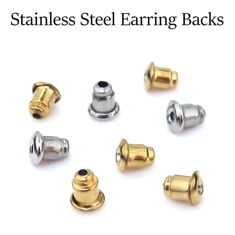 50 x Comfort Earring Backs Stainless Steel, Bullet Clutch Earring Stopper, Earring Nuts Gold Silver