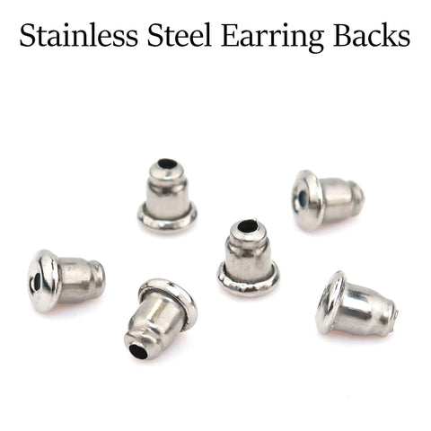 50 Stainless Steel Earring Backs with Clear Pad, Bullet Clutch Earring Stopper, Earring Nuts