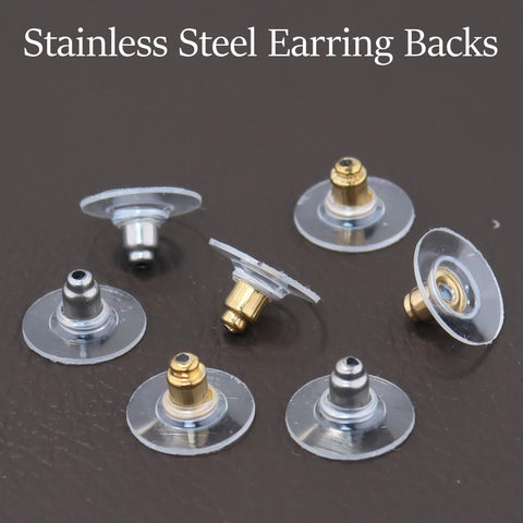 50 x Comfort Earring Backs Stainless Steel, Bullet Clutch Earring Stopper, Earring Nuts Gold Silver