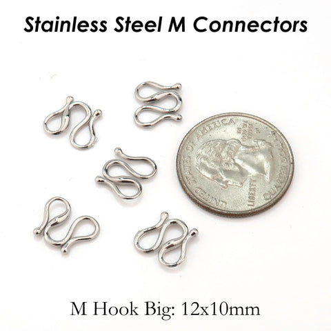 S Hook Clasps, M Clasps, W Clasp Connectors, Stainless Steel Clasp Gold, Jewelry Clasp for Necklace and Bracelet