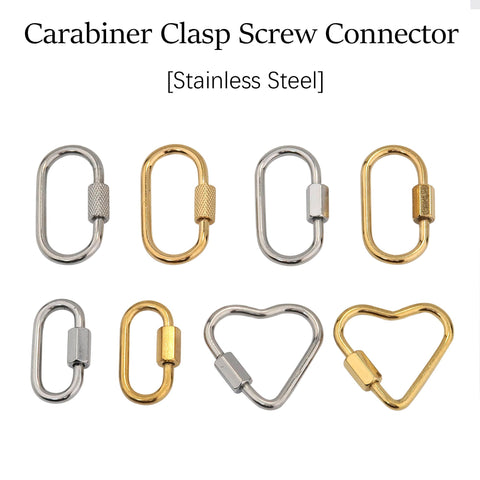 Stainless Steel Carabiner Clasp Gold Silver, Buckle Clasp, Carabiner Screw Clasp for DIY Jewelry, Lock Charm Holder