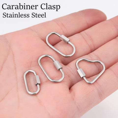 Stainless Steel Carabiner Clasp Gold Silver, Buckle Clasp, Carabiner Screw Clasp for DIY Jewelry, Lock Charm Holder