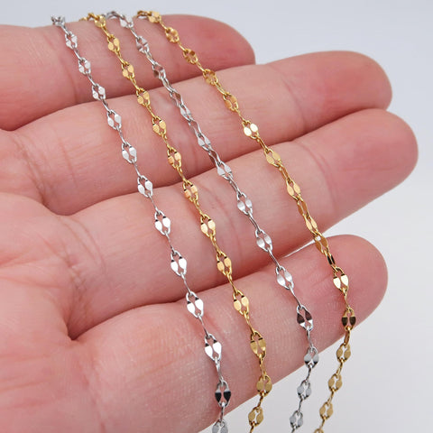 10 x Lip Chain Sequin Sparkle Chain Necklace Stainless Steel, Gold Dainty Necklace Choker for Woman