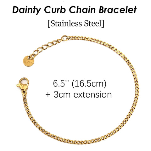 Curb Chain Bracelet, Dainty Cuban Link Curb Bracelet Gold Silver for Woman