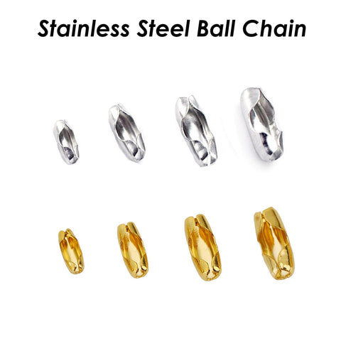 100 x Stainless Steel Ball Chain Connectors 1.5mm, 2mm, 2.4mm Ball Chain Clasps