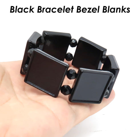 25mm Bracelet Blanks, Charm Bracelet Setting, Adjustable Square Bracelet Base Elastic Bracelet Bezel Blanks, Custom Bracelet Supplies