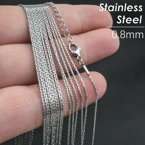 0.8mm Thin Snake Chain Stainless Steel, Fine Snake Necklace Gold Silver, Dainty Beading Chain