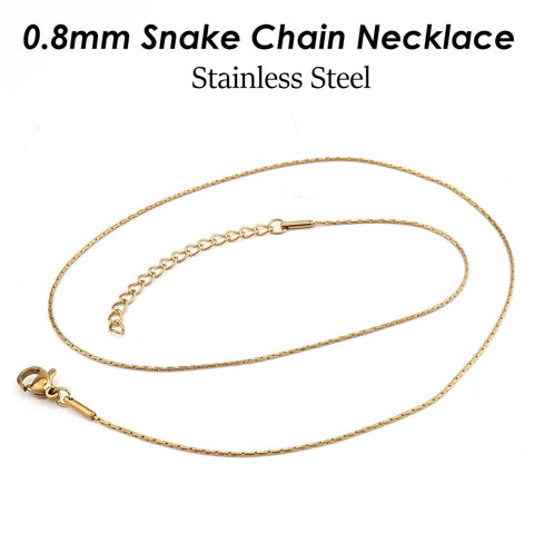 0.8mm Thin Snake Chain Stainless Steel, Fine Snake Necklace Gold Silver, Dainty Beading Chain
