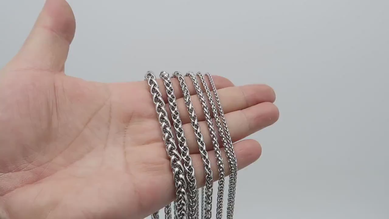 Wheat Chain Gold Silver, Round Franco Chain, Braid Chain, Bulk Stainless Steel Chainfor Jewelry Making or Handbag Chain
