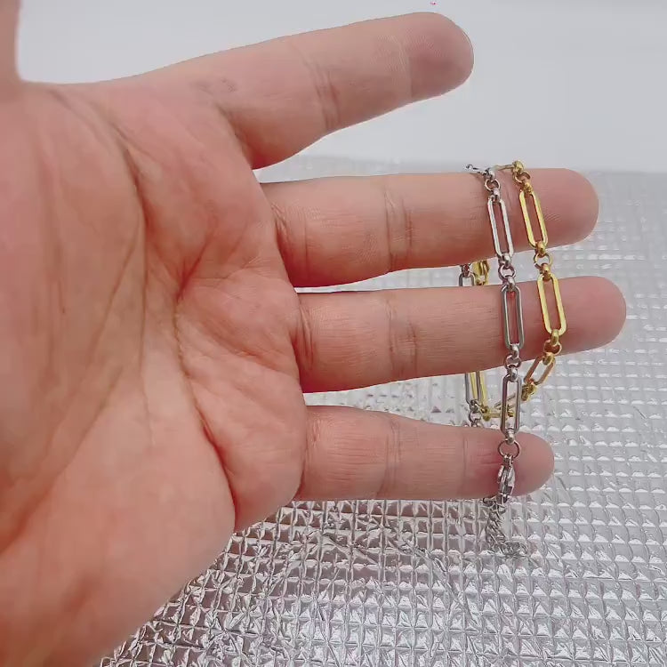 Stainless Steel Bracelet for Women Men, Tarnish Resistant Paperclip Bracelet Gold Silver Paper clip Bracelet , Paper Clip Chain Bracelet