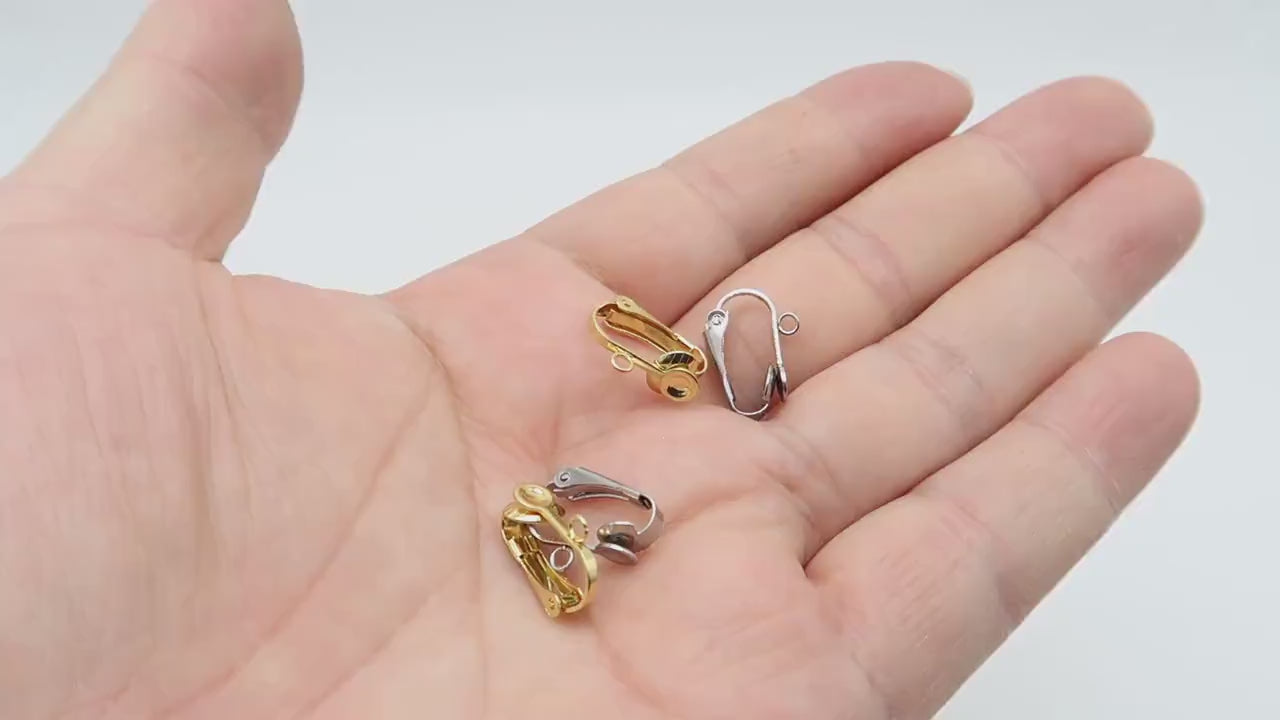 Stainless Steel Clip On Earring Converter with Comfort Pad, NO Pierced Lever Back Earclips, Surgical Earring Findings