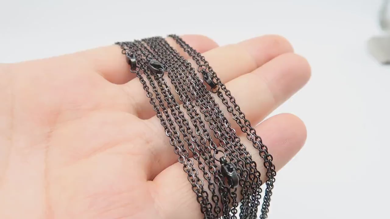 Stainless Steel Necklace Chain Black, Wholesale Black Chain Necklaces for Women Men, Tarnish Free Black Necklace for Jewelry Making