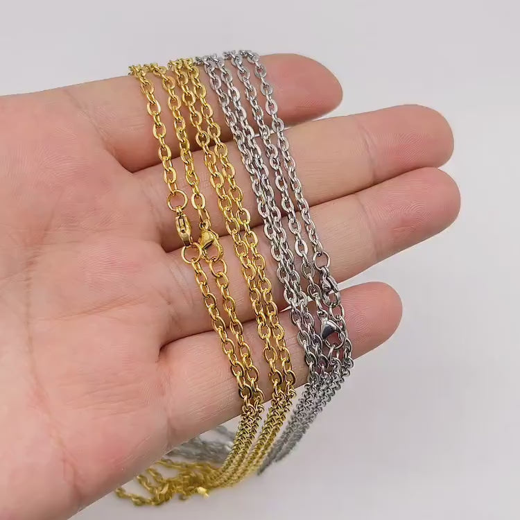 100 x Stainless Steel Necklace for Women or Men, Stainless Steel Chain Necklace Wholesale, Stainless Steel Chain for Jewelry Making